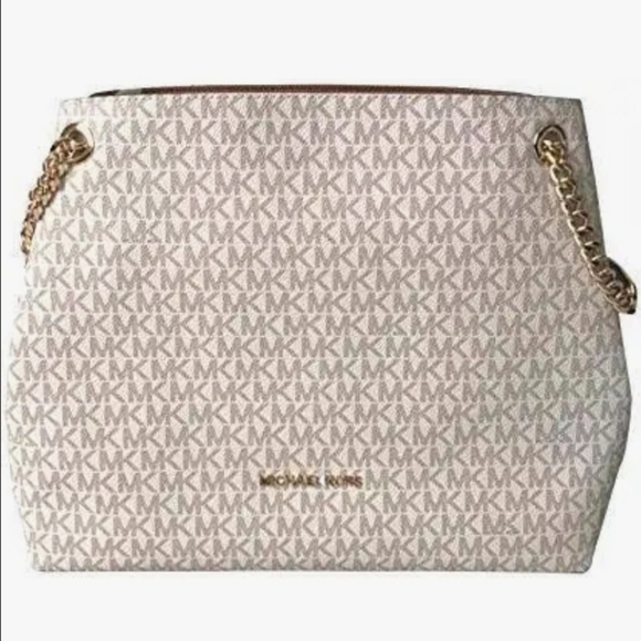 MICHAEL KORS VANILLA LARGE JET SET CHAIN SHOULDER TOTE BAG/ PURSE - Picture 16 of 16